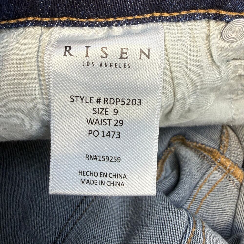 Risen Jeans Women's 9/29 Dark Blue Bootcut Raw Hem High Rise Fit EUC - Picture 7 of 14